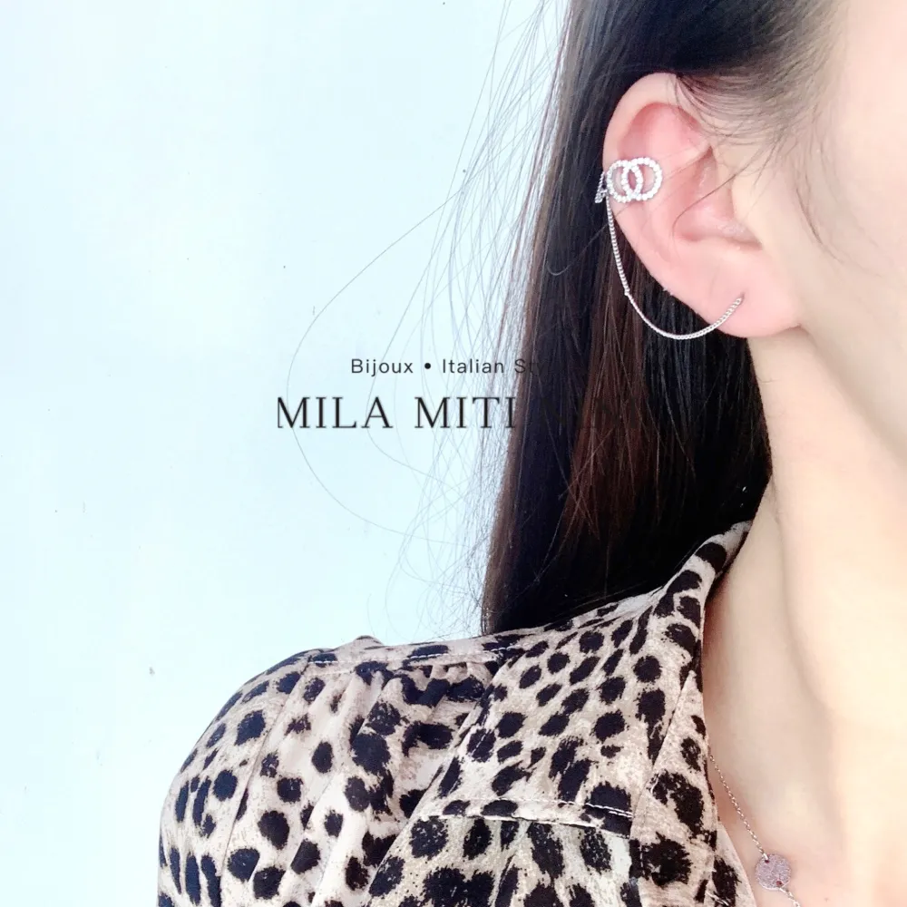 Doppio Cerchio-Earcuff con Zirconia - EAK-493-08a
