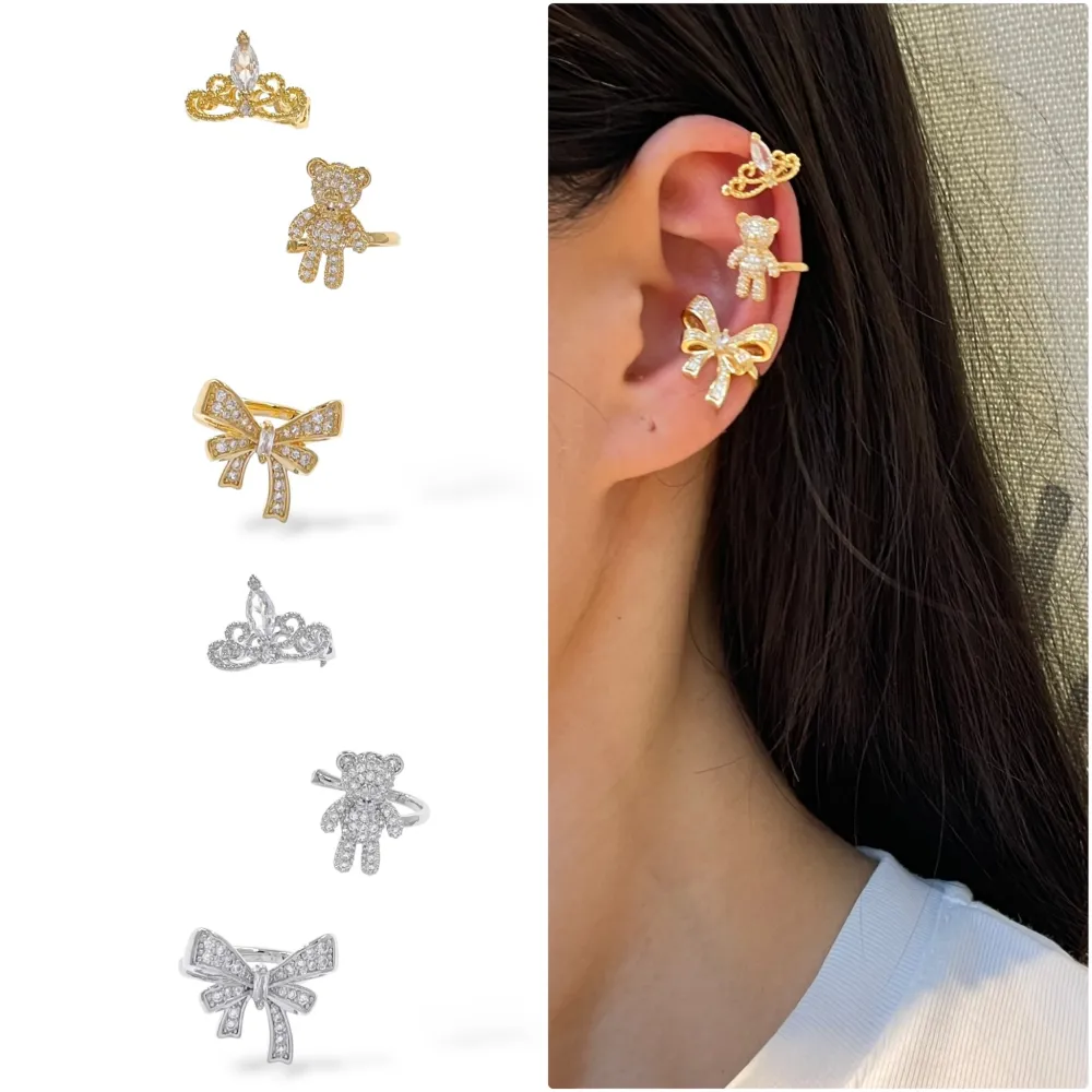 Set 3Pz  -Earcuff con Zirconia - EAK-506-301 (Argento)