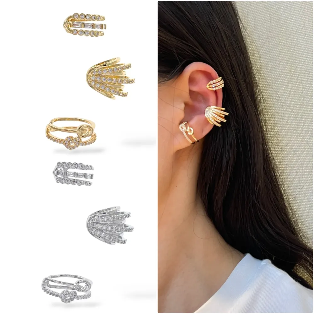 Set 3Pz  -Earcuff con Zirconia - EAK-506-305