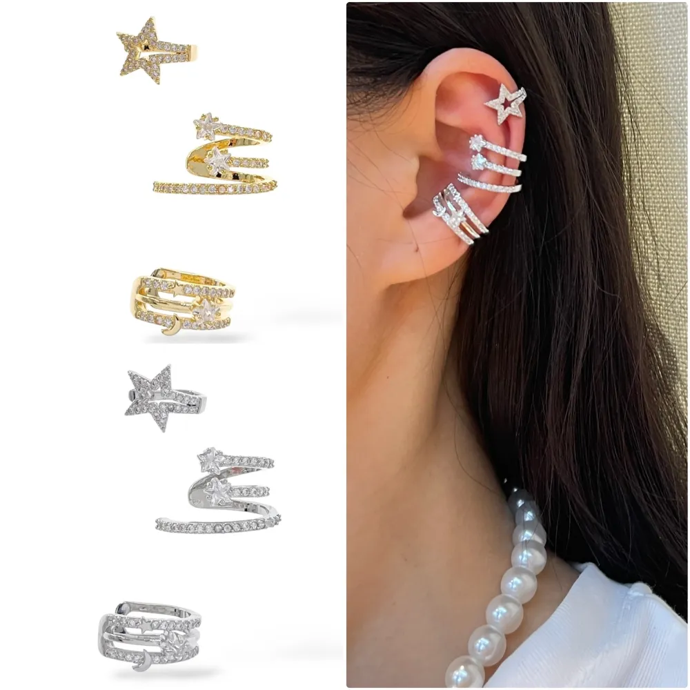 Set 3Pz  -Earcuff con Zirconia - EAK-506-310 (Argento)