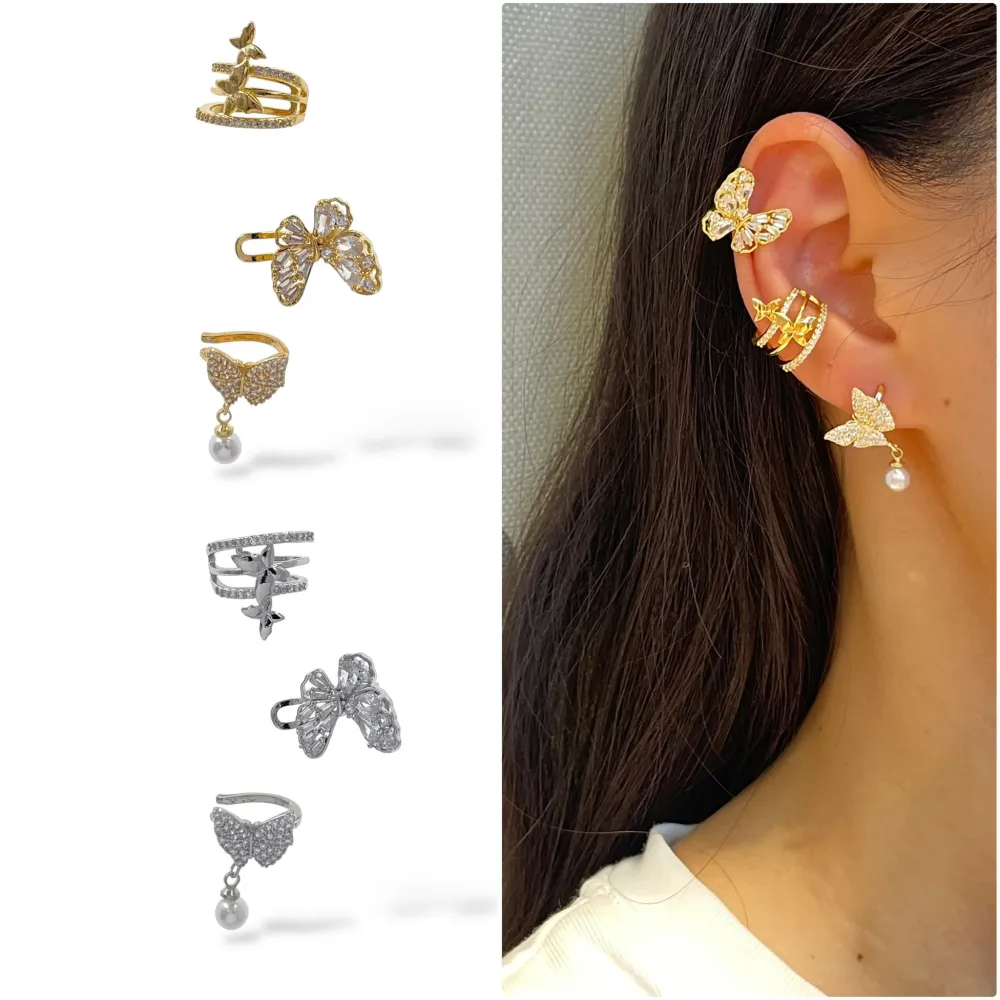 Set 3Pz  -Earcuff con Zirconia - EAK-506-311 (Argento)