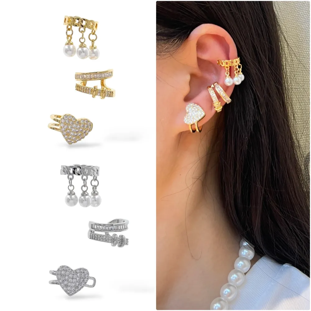 Set 3Pz  -Earcuff con Zirconia - EAK-506-313