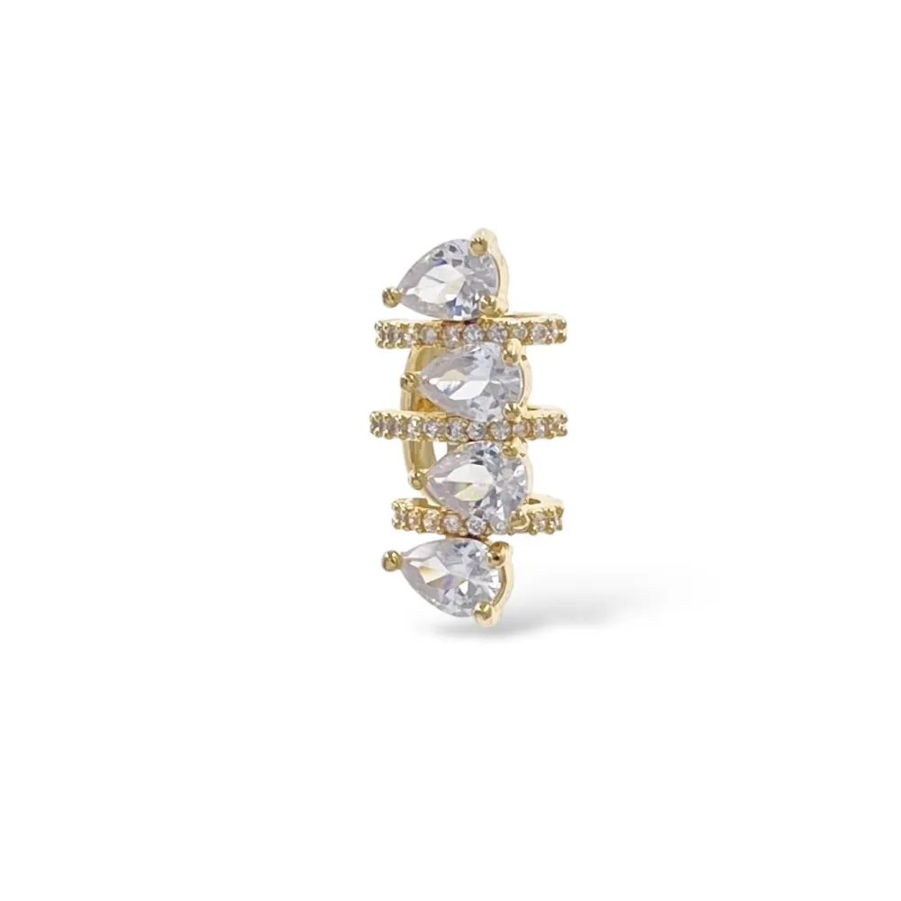 Multifilo Goccia  -Earcuff con Zirconia - EAK-506-329 (Argento)