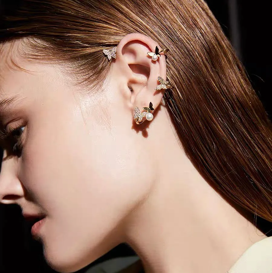 Farfalla Perla-Earcuff in Ottone - EAK-705-03 (Argento)