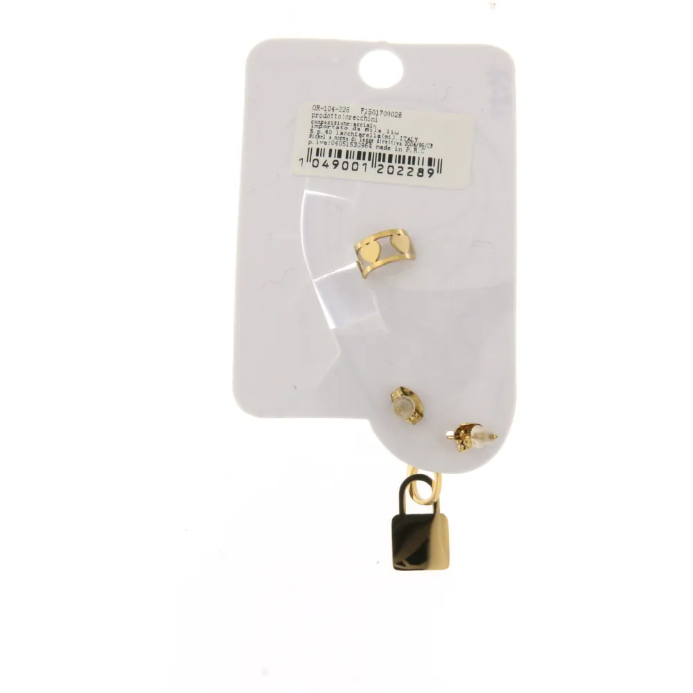EAK6827-Lucchetto- Set Earcuff Orecchini in Acciaio - EAK6827-Lucchetto- Set Earcuff Orecchini in Acciaio