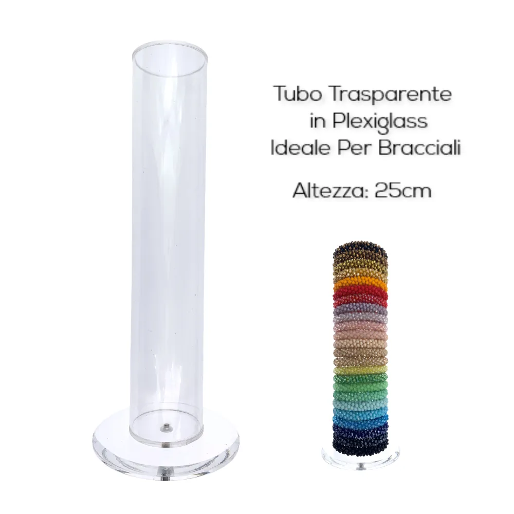 ESP1414- Tubo Alto 25cm - Espositore Porta Bracciali - ESP1414- Tubo Trasparente Alto 25cm - Espositore