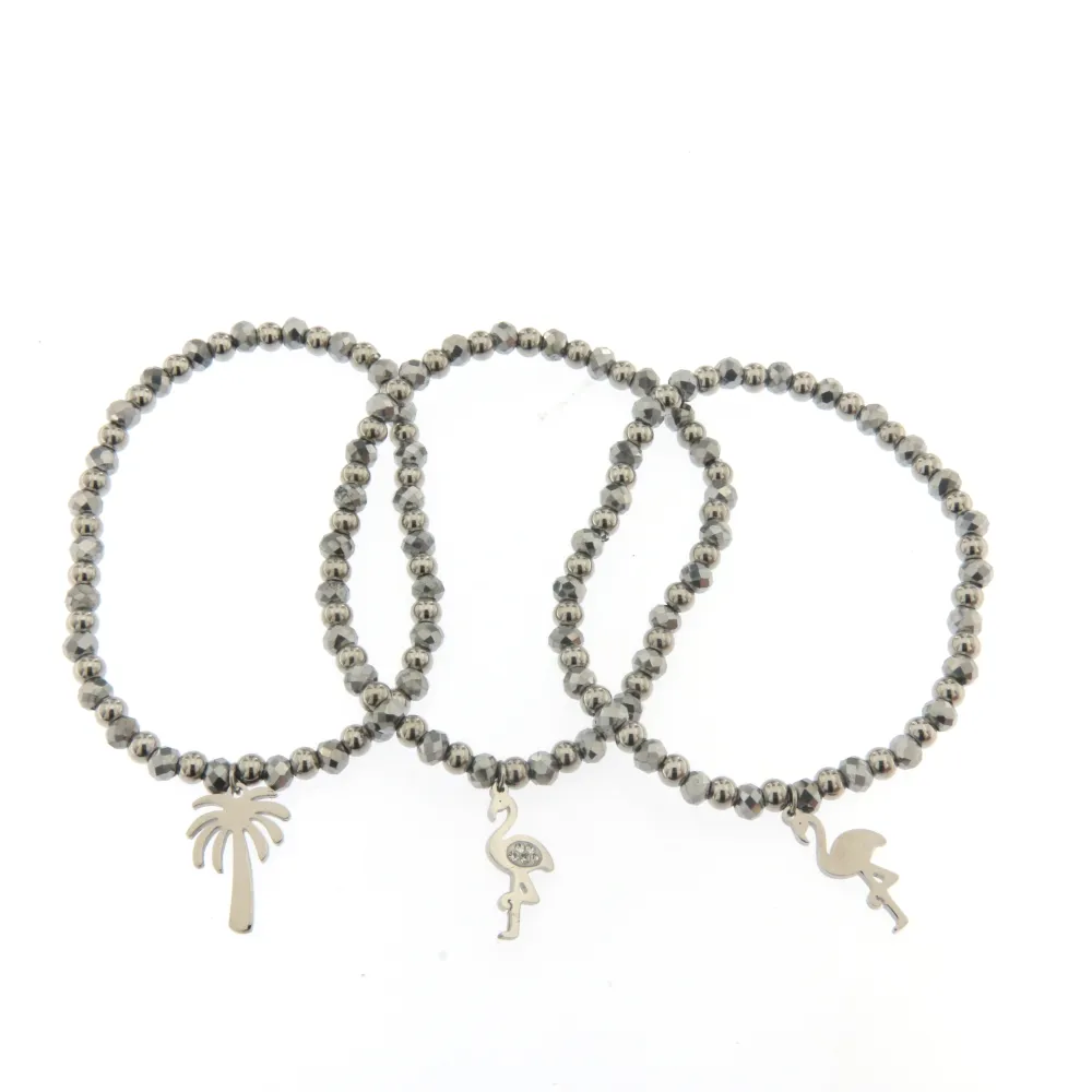 [Fenicottero - Bracciale Tris Acciaio] Bracciale Tris in Acciaio - Fenicottero - Bracciale Tris Acciaio (Argento)