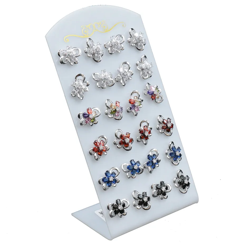 [Fiore Colorato  - Orecchini (Conf. 12 Paia)] Orecchini a lobo in Lega e Zirconi (Conf. da 12 paia) - Fiore Colorato  - Orecchini (Conf. 12 Paia)