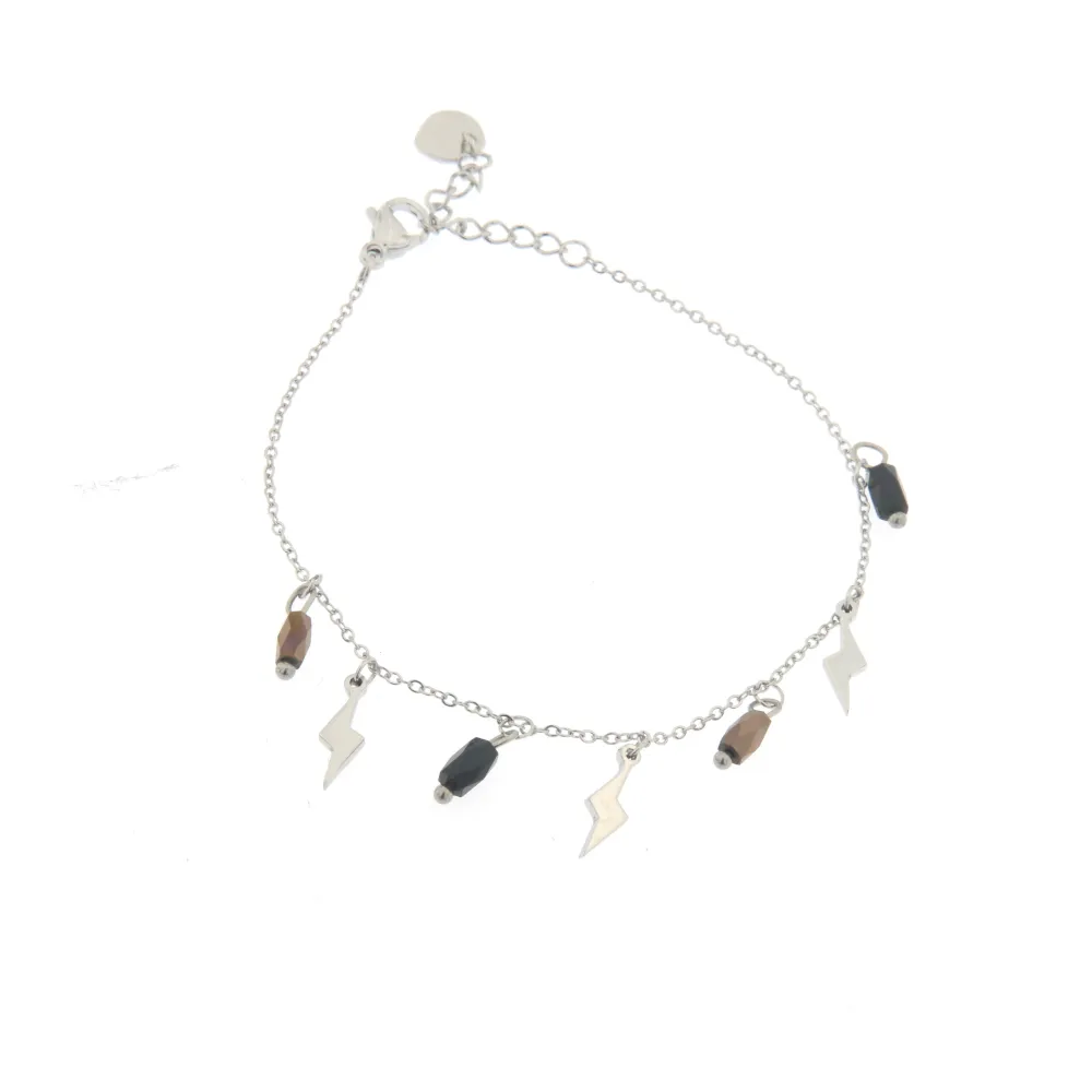 Bracciale da Donna In Acciaio - Fulmine e Cristalli - Bracciale Donna in Acciaio (Argento)