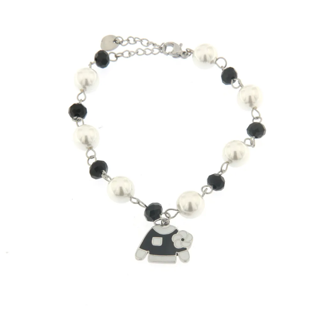 Bracciale da Donna In Acciaio - Giacca - Bracciale Perla e Cristalli