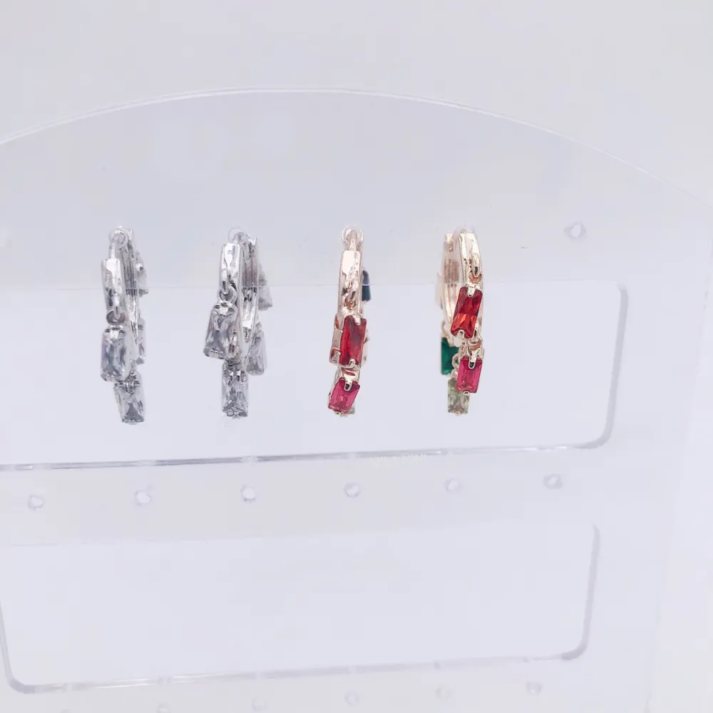 Orecchini zirconia - Grappoli retangolo 5767 - Orecchini cerchio zirconia (Oro)