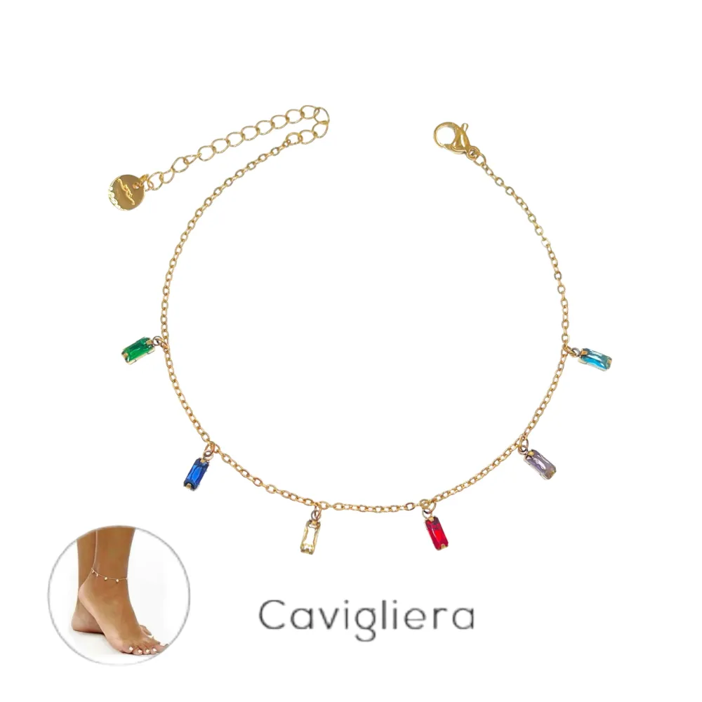 Punti Luci Rettangolari-Cavigliera in Acciaio - KAV-103-AA1646B (Oro Giallo)