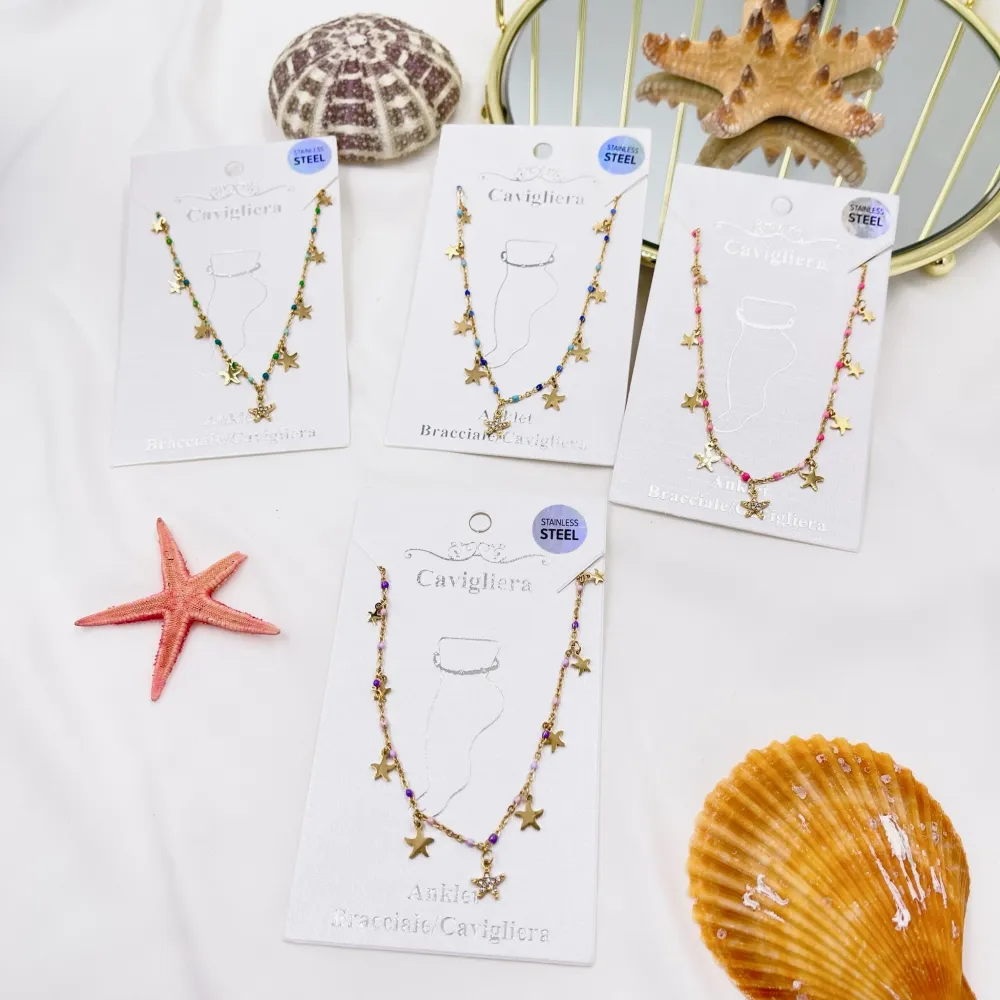 Stella Marina Smaltata-Cavigliera in Acciaio - KAV-103-AA3442B (Azzurro)