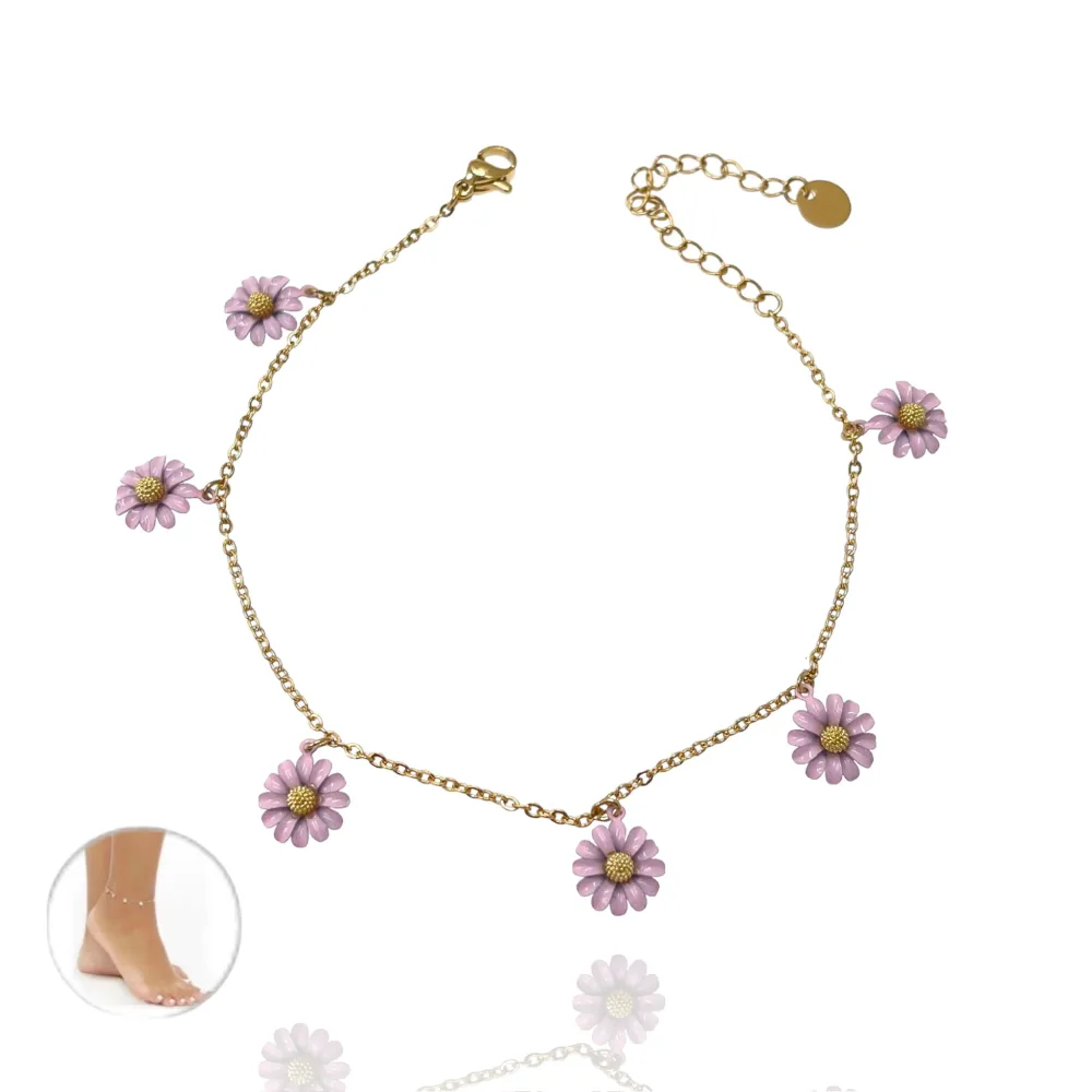 Margherita Smaltata-Cavigliera in Acciaio - KAV-103-AA3448B (Bianco/Oro)