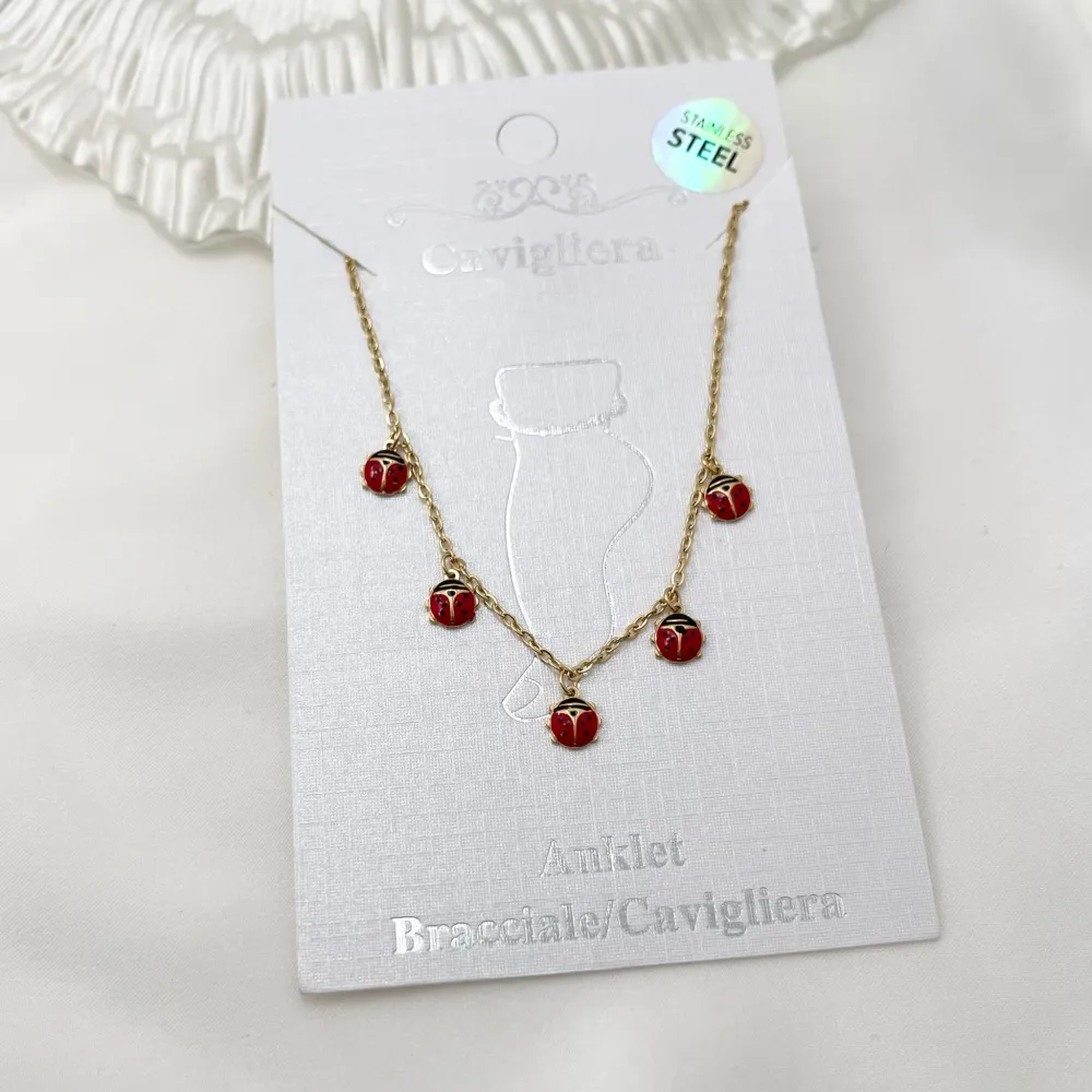 Coccinella Piccola-Cavigliera in Acciaio - KAV-103-AA617B (Oro Giallo)