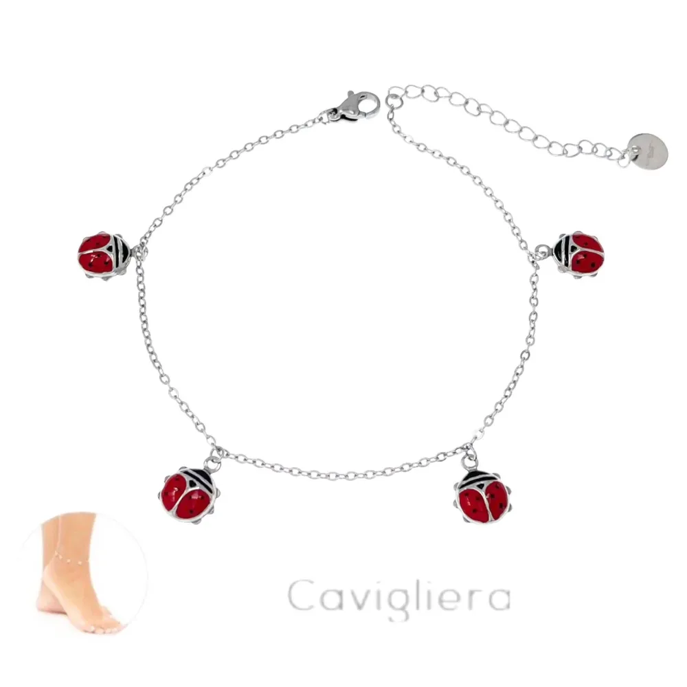 Coccinella Grande-Cavigliera in Acciaio - KAV-103-AA617BG (Oro Giallo)