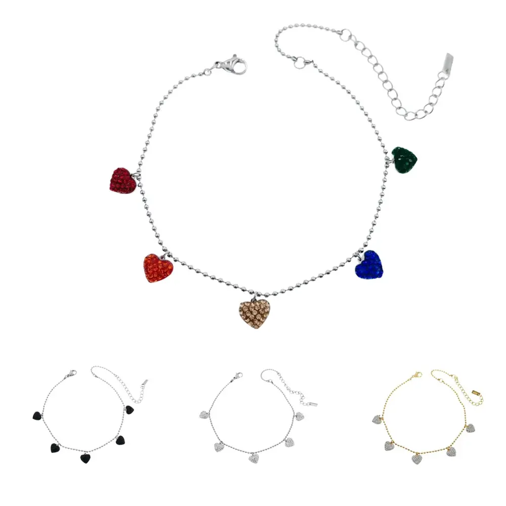 KAV7721-Cuore Strass-Cavigliere in Acciaio - KAV-413-123 (Oro Giallo)