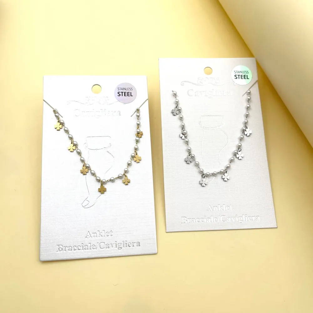 Quadrifoglio Perla-Cavigliera in Acciaio - KAV-413-1716 (Acciaio)