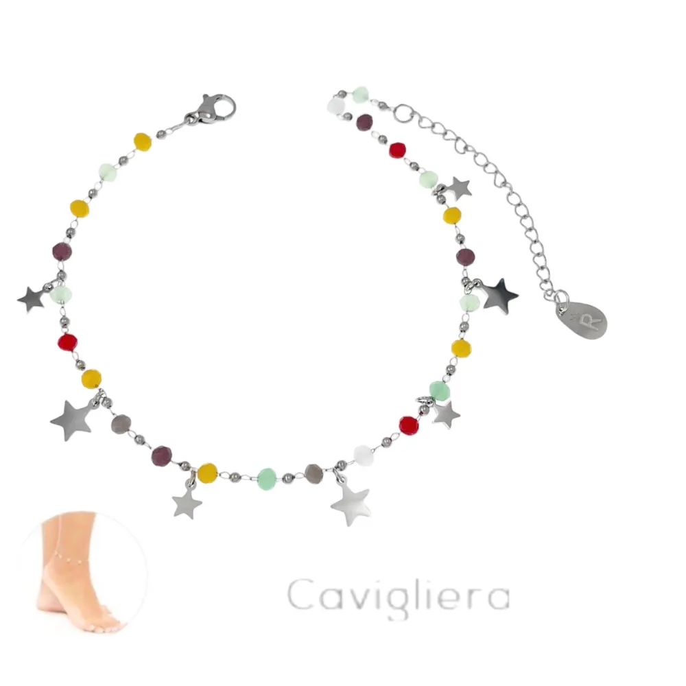 Cristalli con Stella-Cavigliera in Acciaio - KAV-413-253S (Oro Giallo)