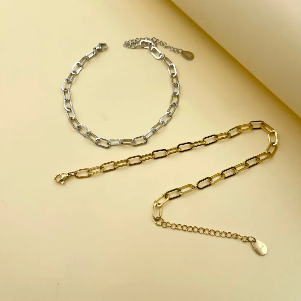 Catena Ovale-Cavigliera in Acciaio - KAV-413-263 (Oro Giallo)