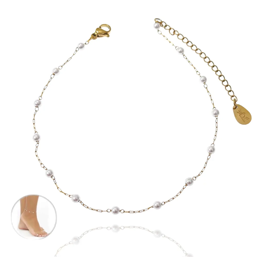 Perla Semplice-Cavigliera in Acciaio - KAV-413-335 (Oro Giallo)