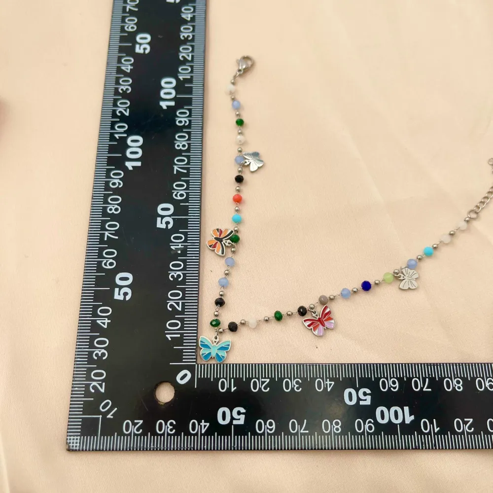 Cristalli con Farfalla-Cavigliera in Acciaio - KAV-413-337