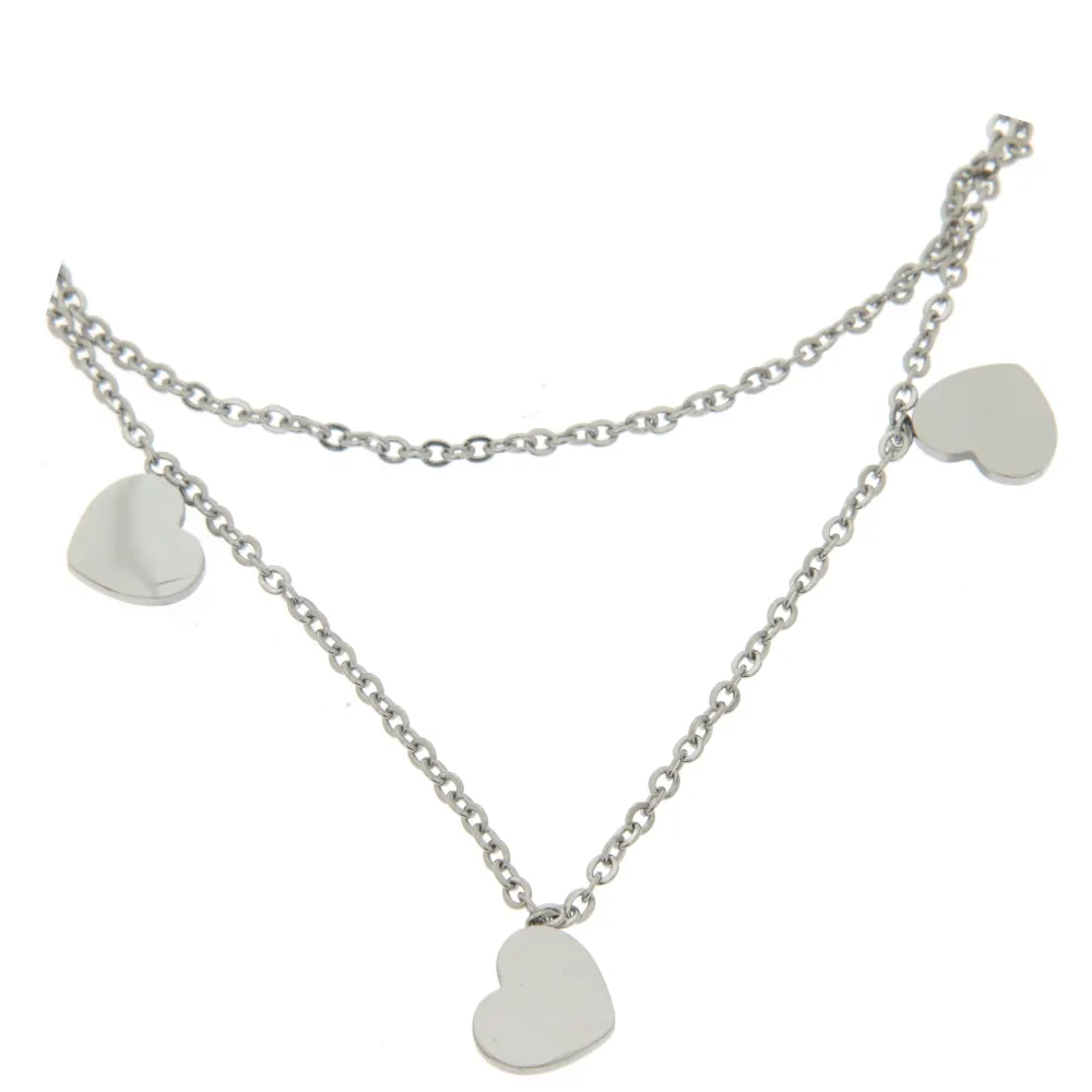 Cuore 3187 - Cavigliera Doppia Catena in Acciaio - KAV-413-62