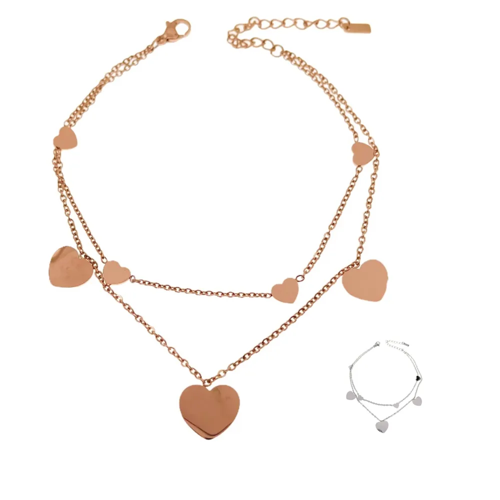 KAV7737-Cuore-Cavigliere Doppio in Acciaio - KAV-413-63