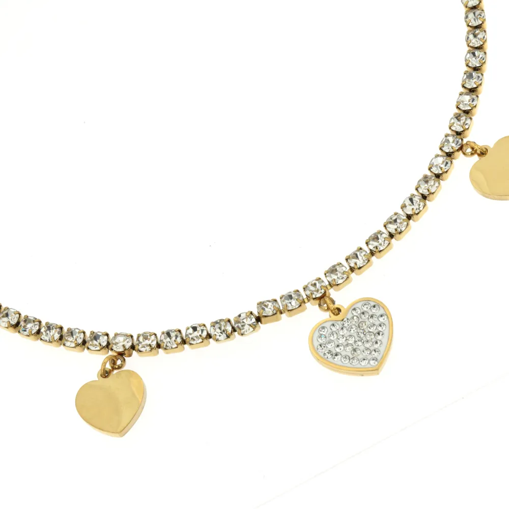 KA-Cuore Strass 5171 - Cavigliere in Acciaio - KAV-413-A68 (Oro Giallo)