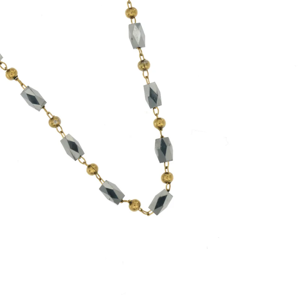 KAV-Perline Sfaccetate 5254-Cavigliere in Acciaio - KAV-413-RT45B (Nero/Argento)