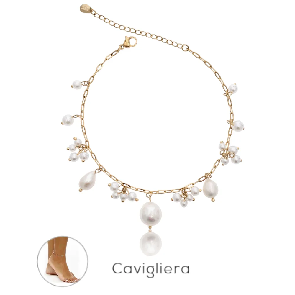 Perla -Cavigliera in Acciaio - KAV-735-13 (Oro Giallo)