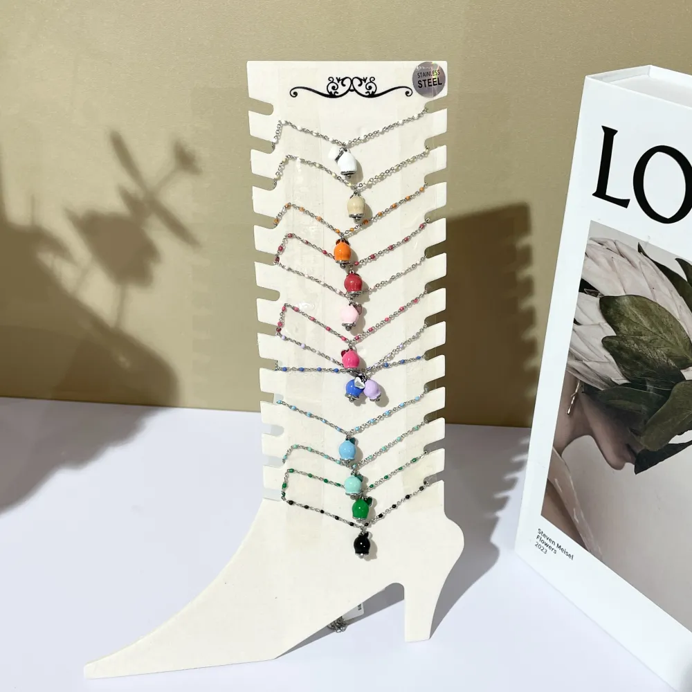 Campanello Smaltato con Cuore-12pz Cavigliere in Acciaio - KPA-103-AA3970B