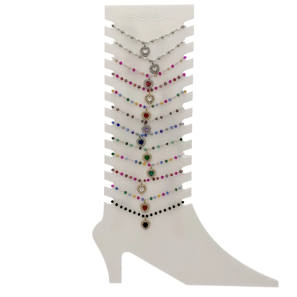 Cristalli con Cuore Pendente-12pz Misti Cavigliere in Acciaio - KPA-103-AA843B