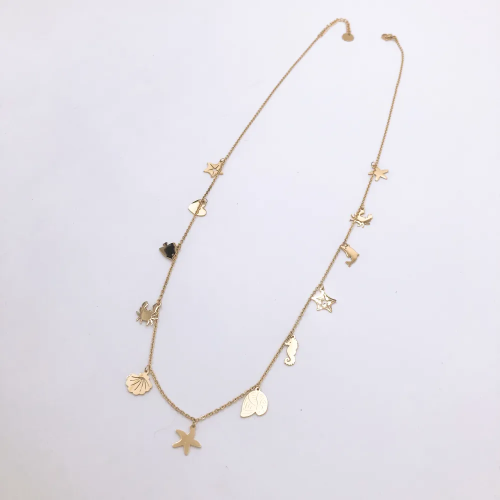Collana lunga in  acciaio - MARE STELLA MARINA PESCE CONCHIGLIA PENDENTE MIX  3981 -COLLANA (Acciaio)