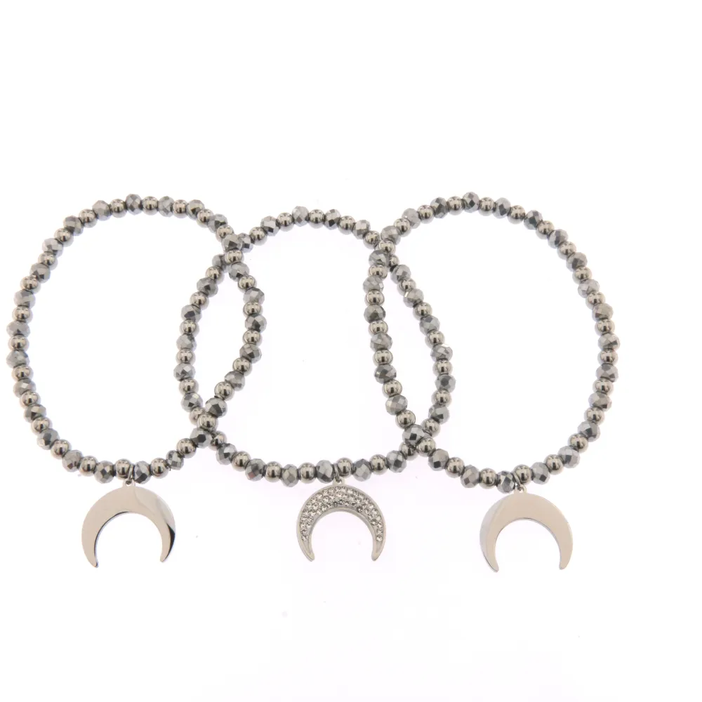 [Mezzaluna - Bracciale Tris Acciaio] Bracciale Tris in Acciaio - Mezzaluna - Bracciale Tris Acciaio