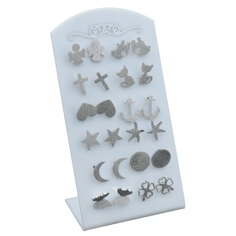 Orecchini a lobo in acciaio (Conf. da 12 paia) - Misto Satinato - Orecchini in Acciaio (Conf. da 12 paia)