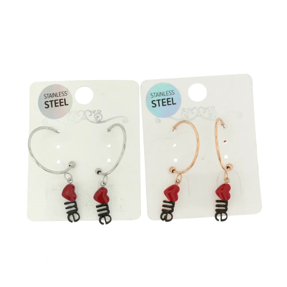 OAC- Cuore Love Smaltato 4432 - Orecchini a Cerchio con Pendent - OAC- Cuore Love 4432 - Orecchini a Cerchio (Argento)