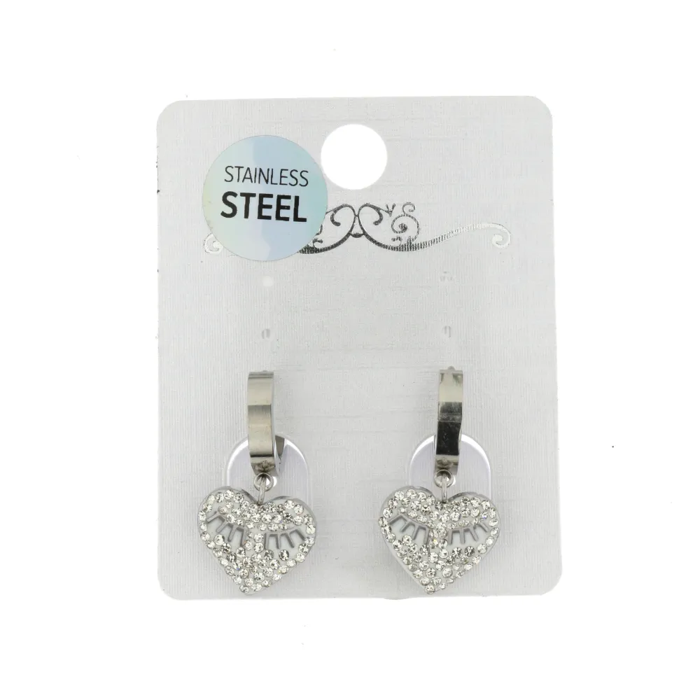 [OAC- Cuore face 4413 - Orecchini a Cerchio con Pendenti in Acci] OAC- Cuore face 4413 - Orecchini a Cerchio con Pendenti in Acci - OAC- Cuore face 4413 - Orecchini a Cerchio con Pendenti in Acci