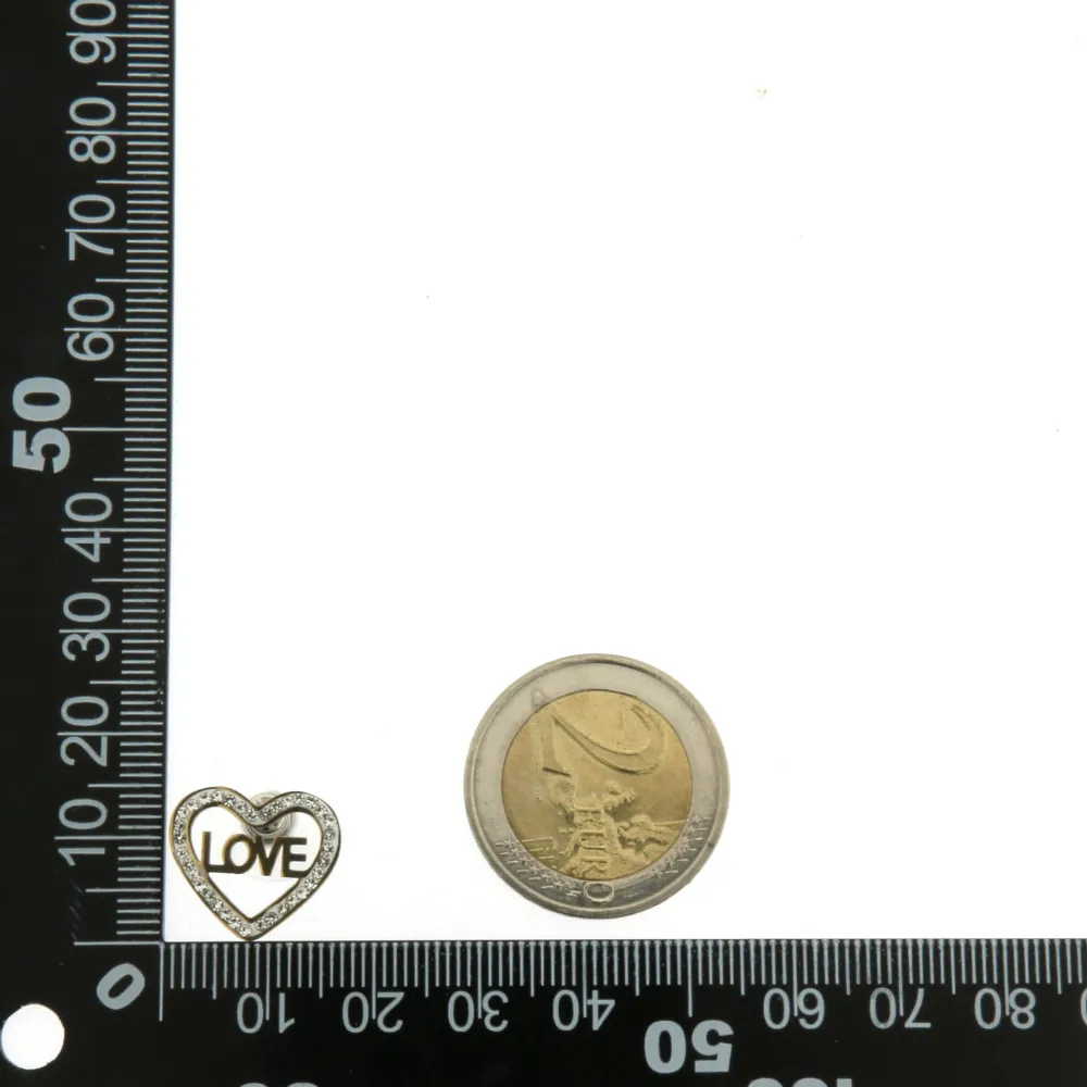 OAL6825-Cuore Love Strass- Orecchini a lobo in Acciaio - OAL6849-Cuore Love Strass- Orecchini a lobo in Acciaio (Argento)