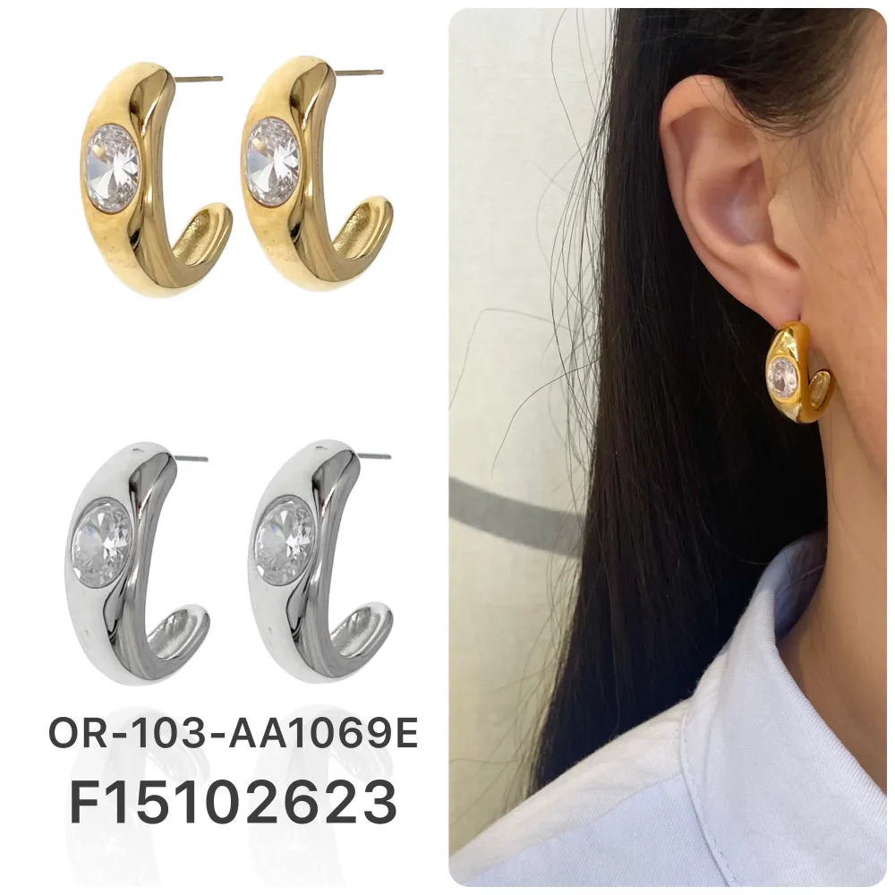 Cerchio con Punto Luce-Orecchini in Acciaio - OR-103-AA1069E (MIX)