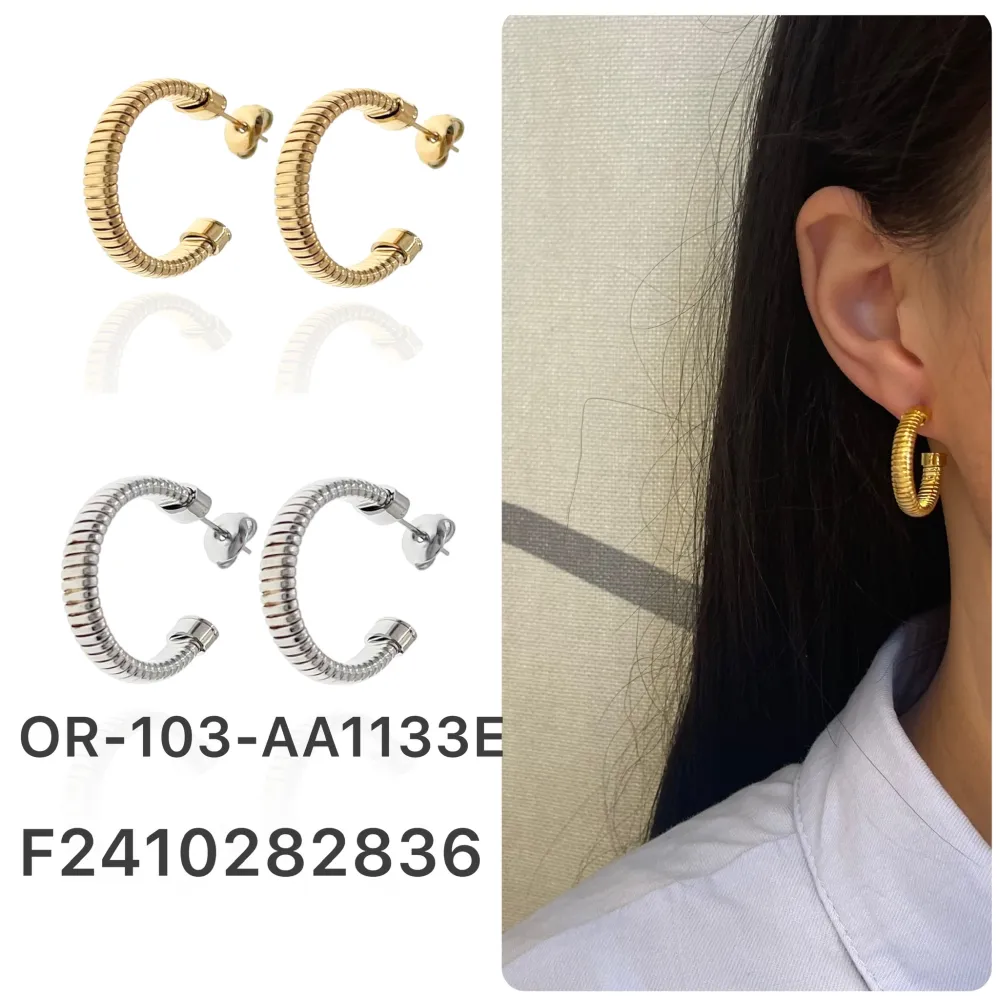 Cerchio-Orecchini in Acciaio - OAP-103-AA1133E (Oro Giallo)