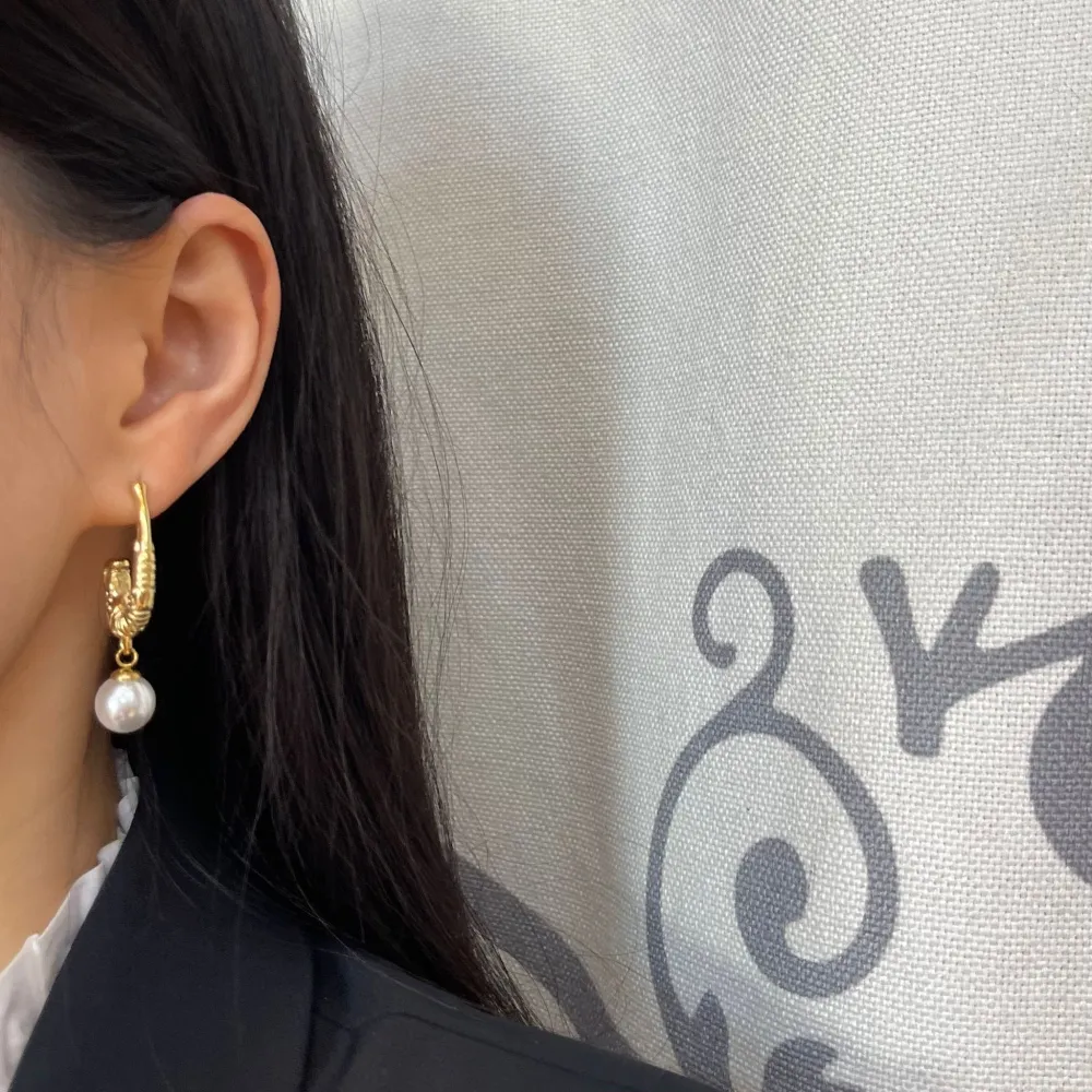 Cerchio Goccia con Perla-Orecchini in Acciaio - OAP-103-AA1279E (Oro Giallo)