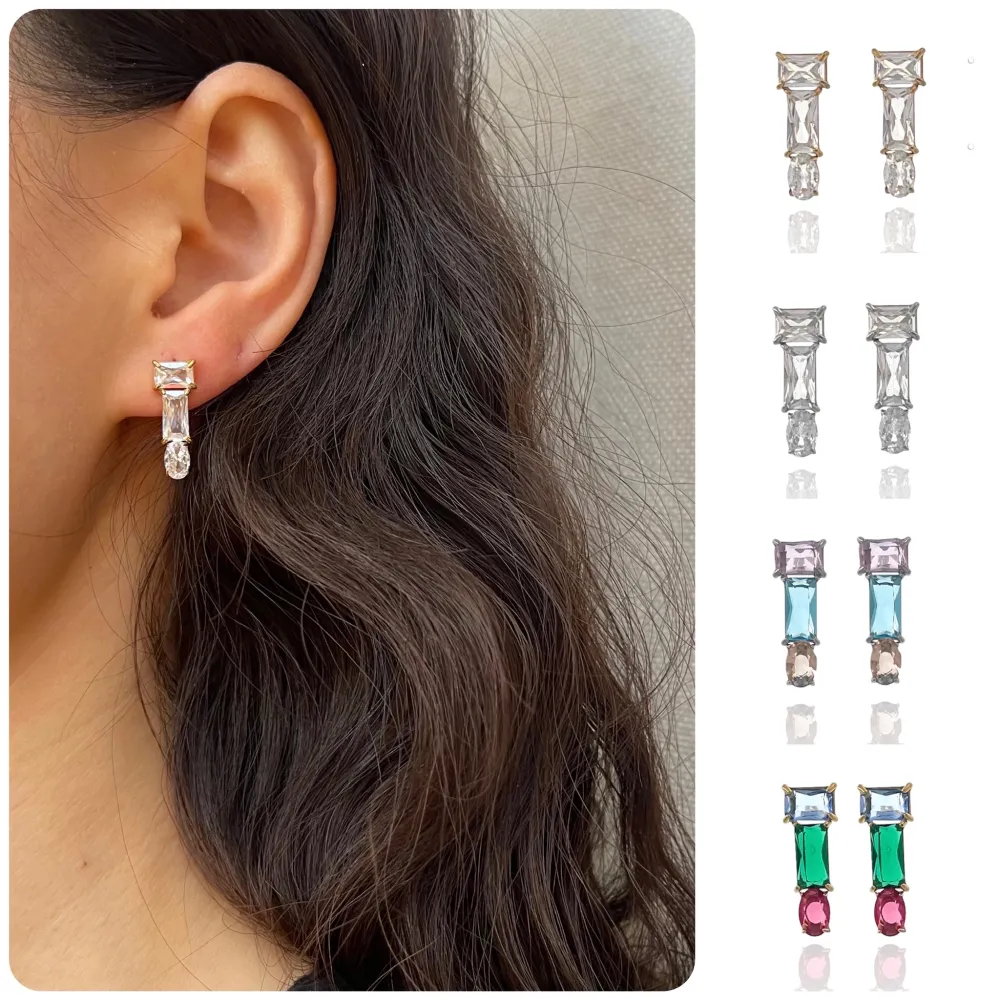 Punto Luce Rettangolare-Orecchini in Acciaio - OAP-103-AA1649E