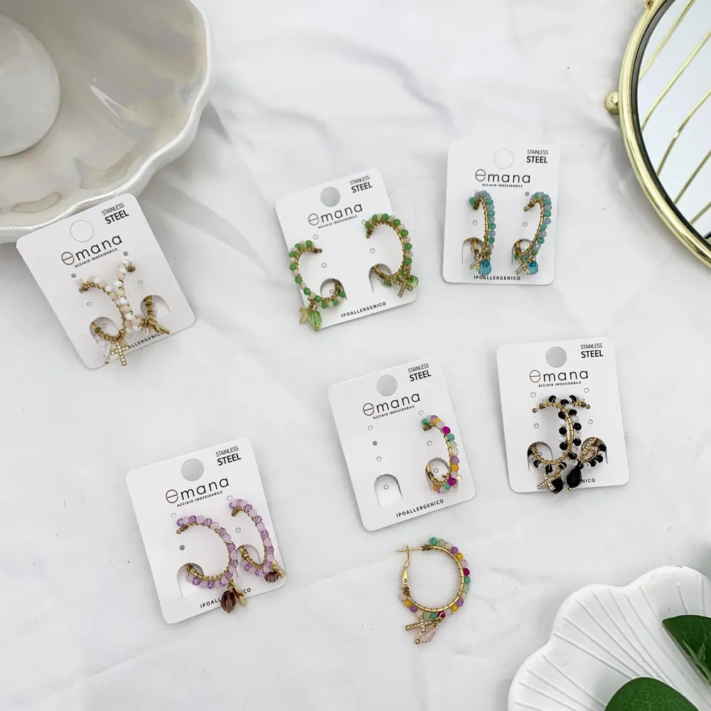 Cerchio con Croce-Orecchini in Acciaio - OAP-103-AA1723E