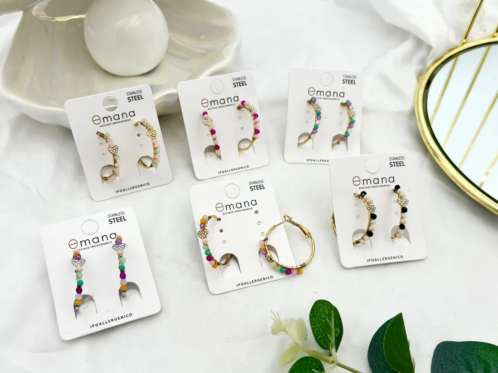 Cerchio Colorato con Cuore-Orecchini in Acciaio - OAP-103-AA1726E