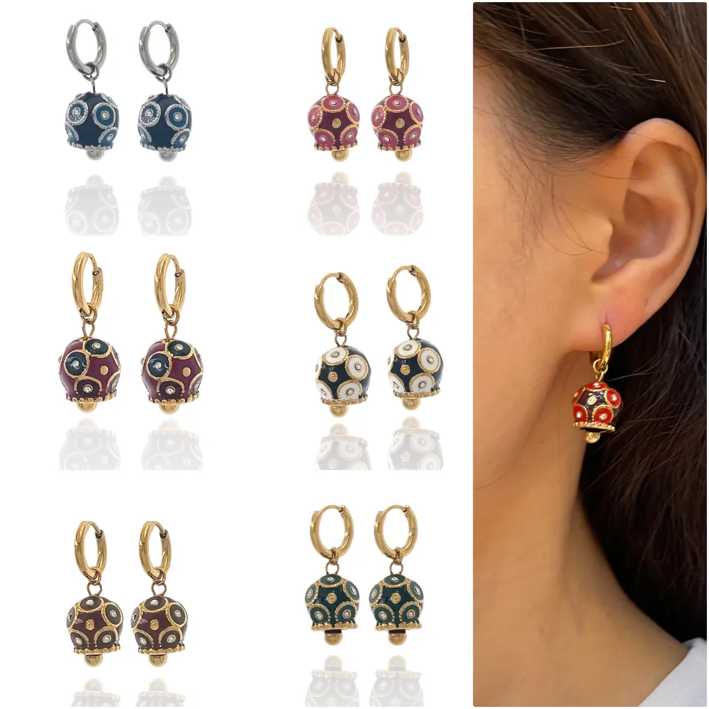 Cerchio con Campanello-Orecchini in Acciaio - OAP-103-AA1732E (Blu)