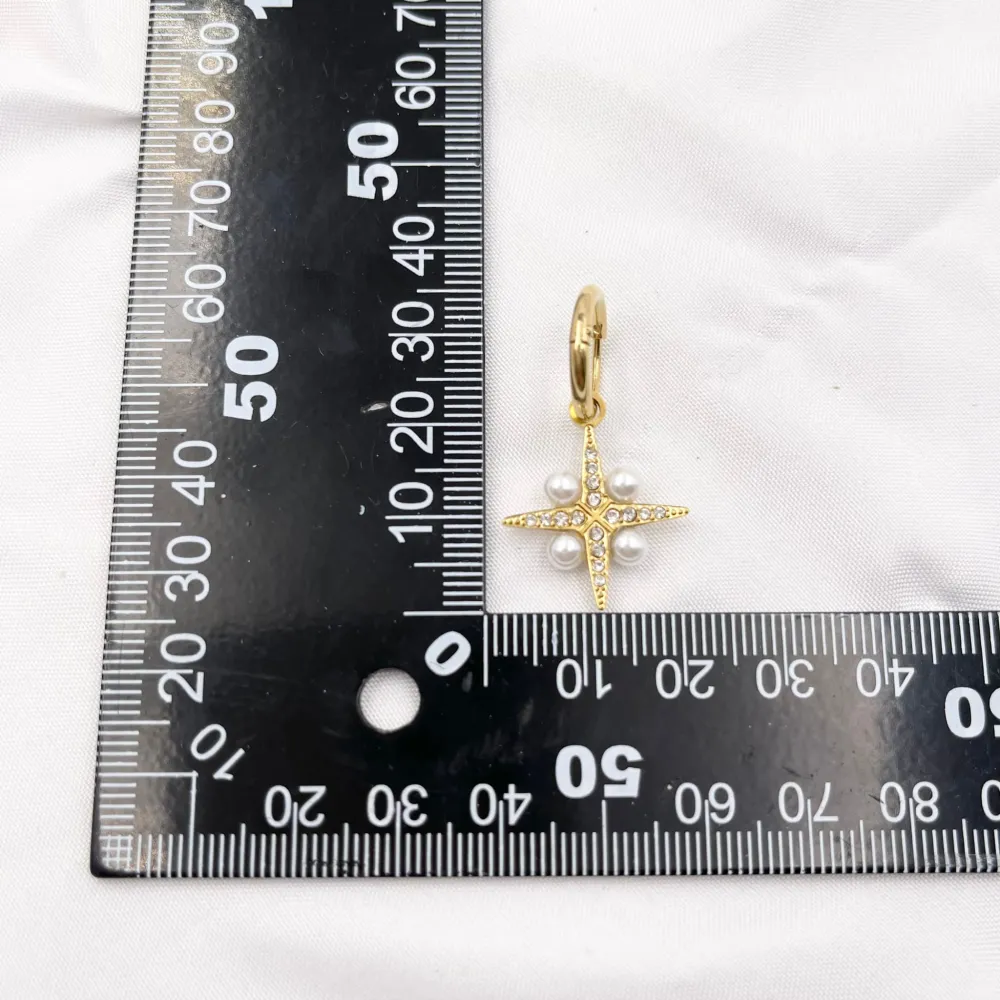 Croce Stella con Perla-Orecchini in Acciaio - OAP-103-AA191E (Oro Giallo)