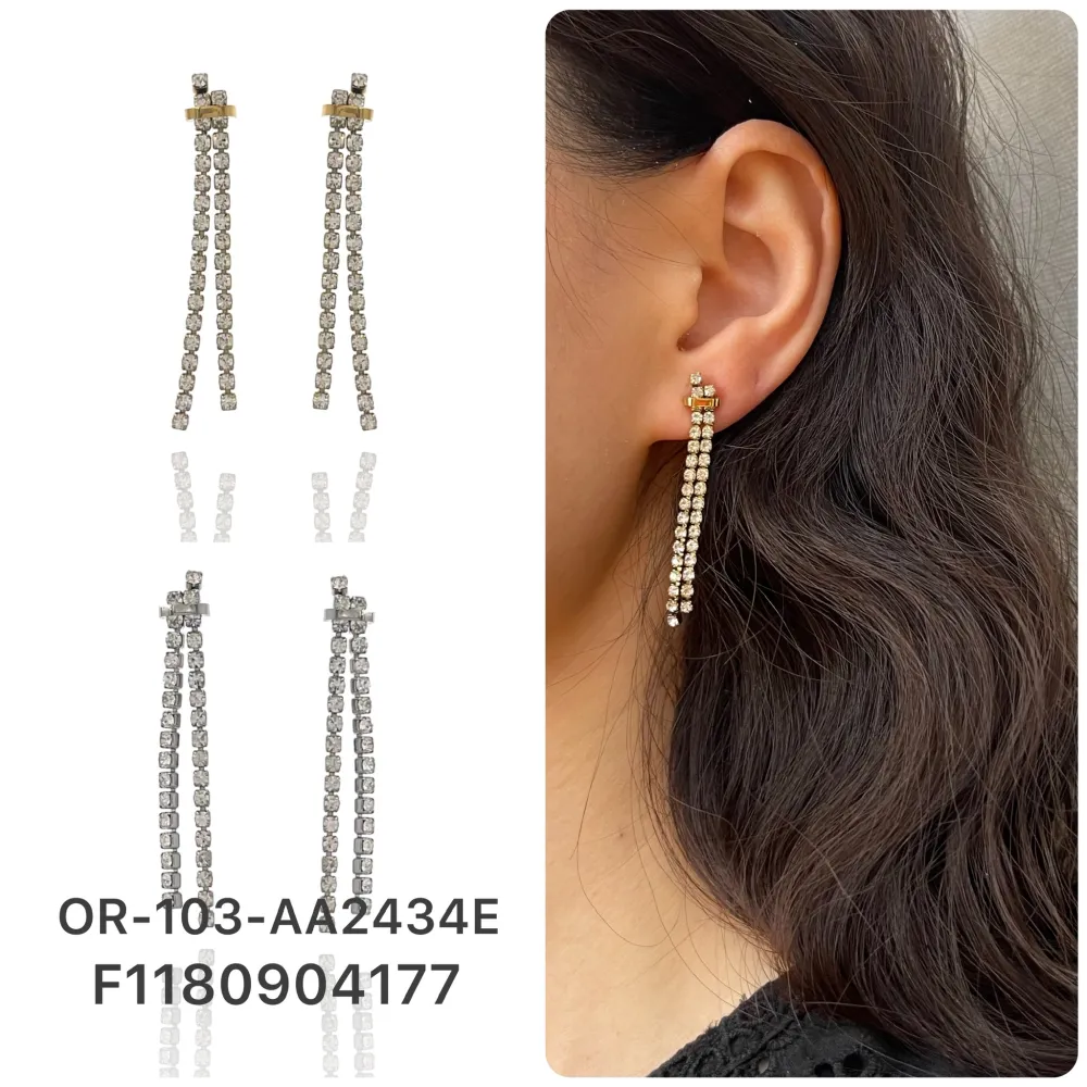 Doppio Tennis-Orecchini in Acciaio - OAP-103-AA2434E (Oro Giallo)