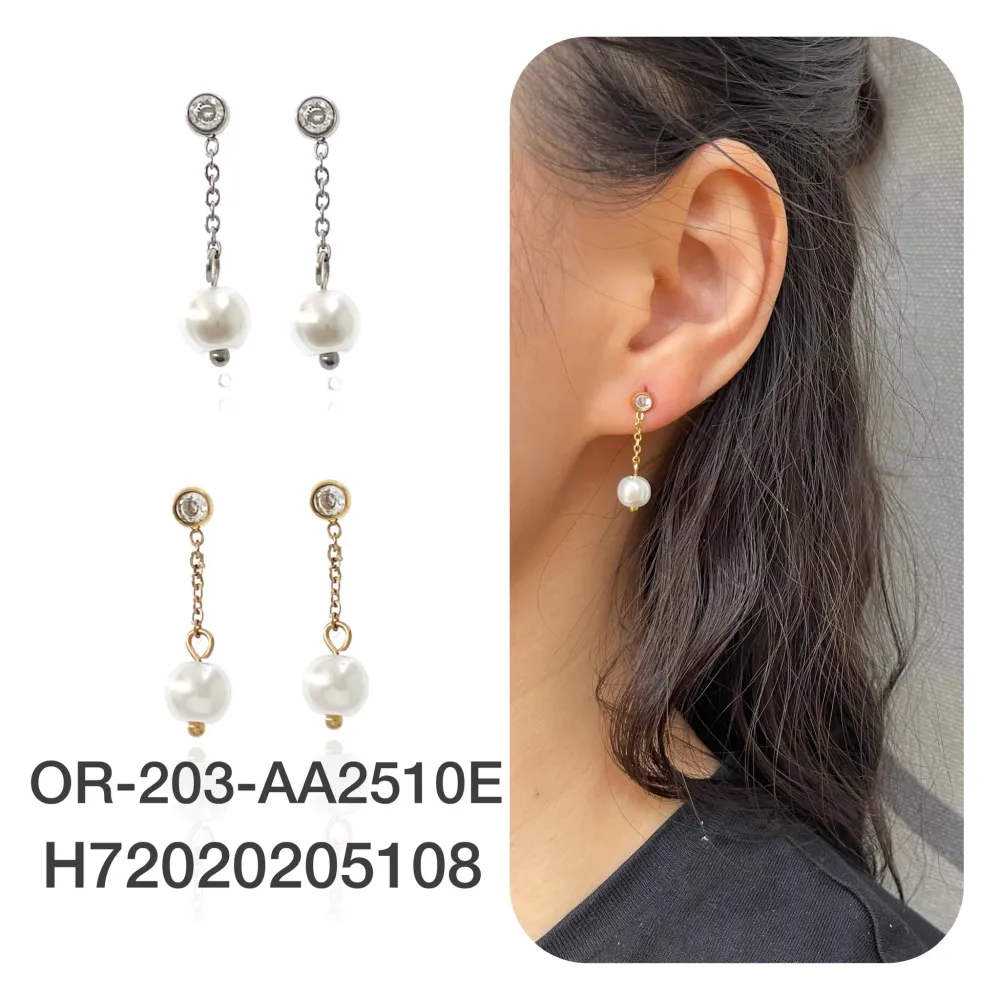 Punto Luce con Perla-Orecchini in Acciaio - OAP-103-AA2510E (Oro Giallo)