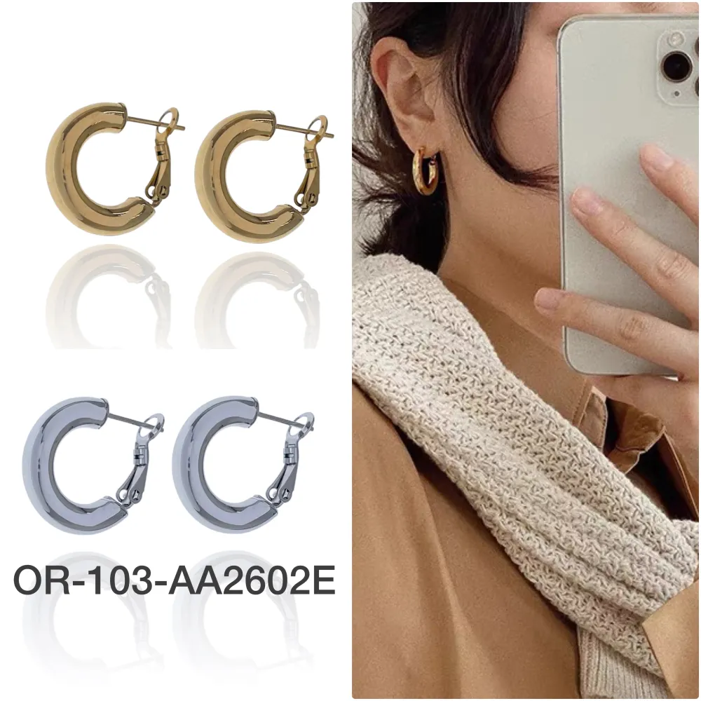 Cerchio-Orecchini in Acciaio - OAP-103-AA2602E (Argento)